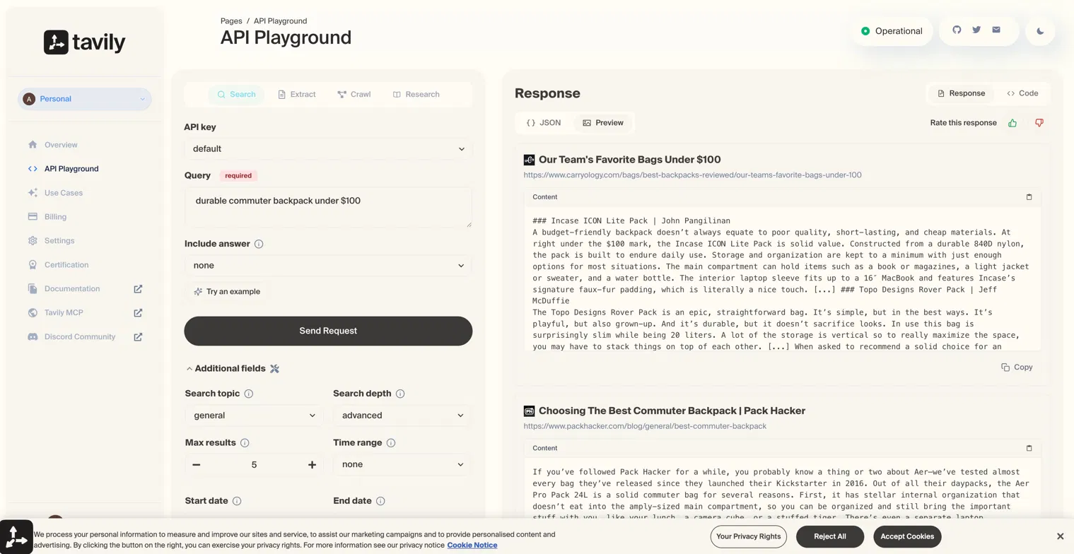Web search API response returning blog articles instead of purchasable products