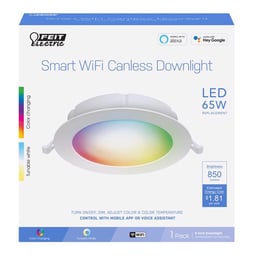 Feit Smart Home Frost White 6 In. W Aluminum Led Smart-enabled Canless Recessed Downlight 15 W - Feit Electric