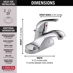 Delta Foundations Stainless Steel Traditional Centerset Bathroom Sink Faucet 4 In. - Delta