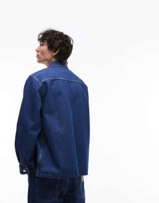 Lacoste Denim Jacket In Mid Wash Blue