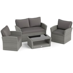 Costway 4 Pcs Patio Furniture Set With 2 Rattan Chairs Loveseat Coffee Table Cushions Gray - Costway