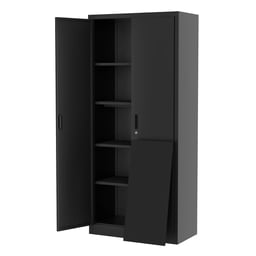 Garvee 71" Tall Metal Storage Cabinet With Lock, 4 Adjustable Shelves Heavy Duty Lockable Cabinet, Scratch Resistant, Multi-use Craft/shop Organization For Pantry/garage/office, Black - Garvee